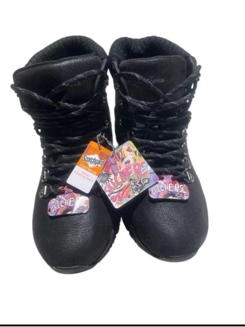 NWT Skechers Black Street High Top Hiker Lace Up Boots - Scotchgard - Size 6.5